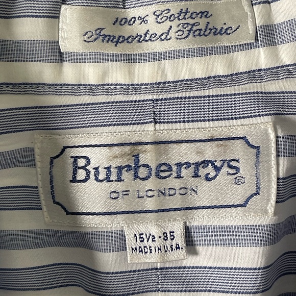 Burberrys of London Mens Medium Blue/White Striped Button Down Shirt - Picture 2 of 10
